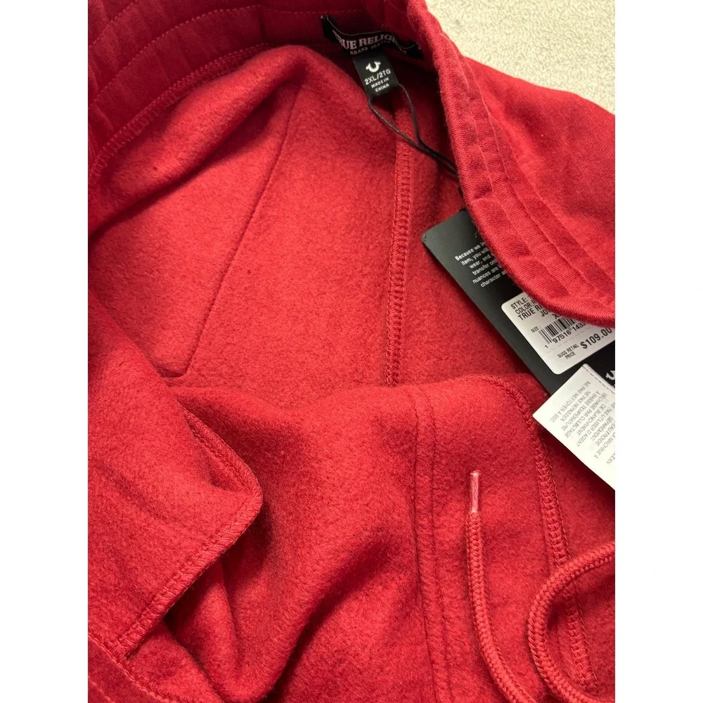 True Religion Hit Jogger Mens XXL Red Dahlia Graphic Fleece Sweatpants 108223